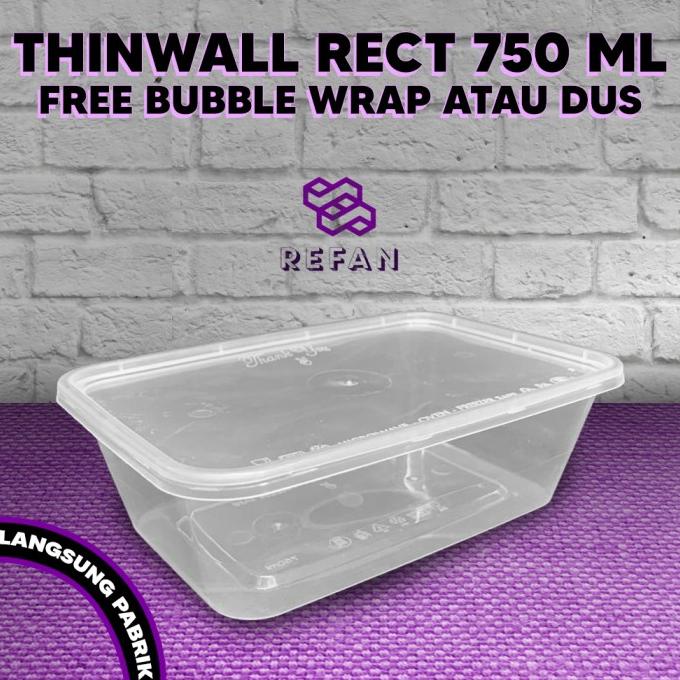 Kotak Makan Plastik 750 ML Thinwall / Tempat Makan Food Grade