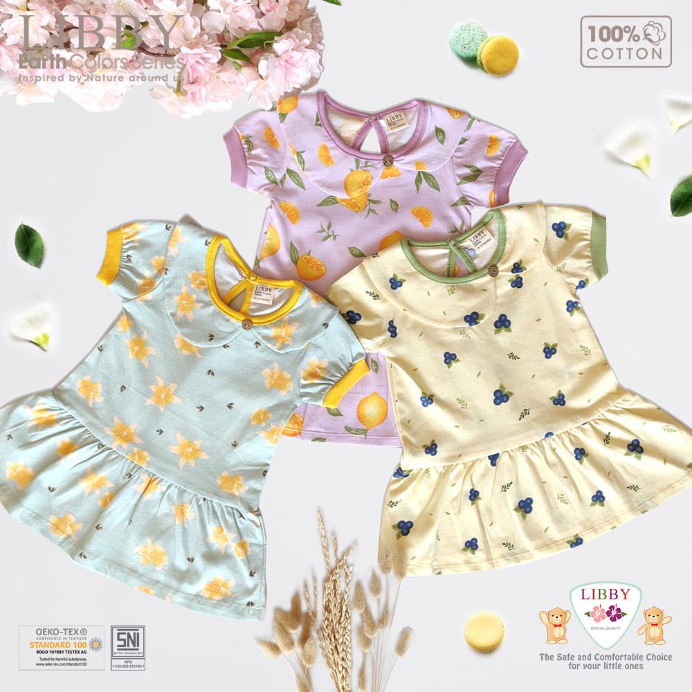 Libby 1 Pcs Lily Dress Bayi / Anak 6-12 Bulan, 1-2 Tahun / Perlengkapan Bayi / Dress Libby