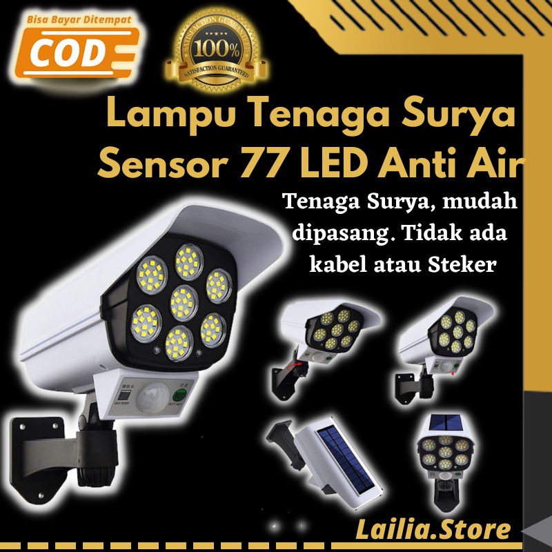 Lampu Tenaga Surya Matahari Outdoor Otomatis Nyala Lampu Solar Dinding 77 LED Anti Air - Lampu Tenaga Surya Sensor LS