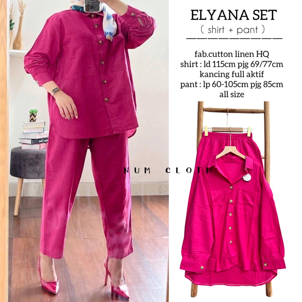 Elyana set ( shirt + pant ) setelan wanita