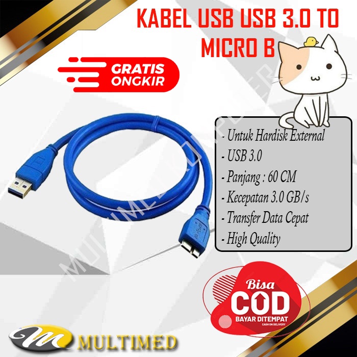 Kabel USB 3.0 To Micro B Untuk Hardisk External / Eksternal