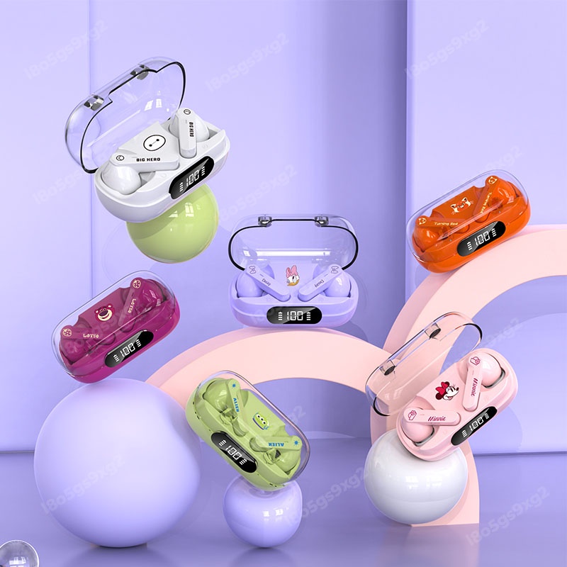 【Ready Stok】Headset Bluetooth 100% Disney Wireless Earphone TWS 5.3 Noise Reduc Mini Earbuds in-Ear Mikrofon Bawaan