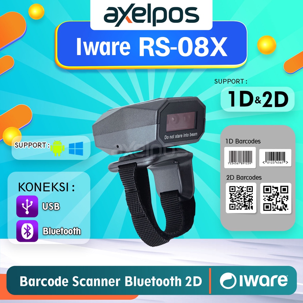 Barcode Scanner Bluetooth Wireless 1D - 2D Iware RS08X