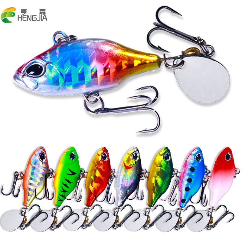 Hengjia 1 Pcs New Metal Mini VIB With Spoon Umpan Fishing Lure 8.5g 5.2cm Memancing Tackle Pin Crankbait Vibration Sinking SpinnerBait Umpan