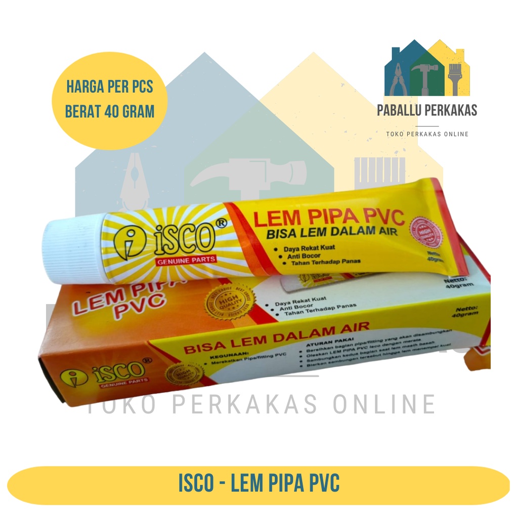 

Lem Pipa Paralon PVC Cair 40 Gram ISCO Lem Tube Odol Paralon