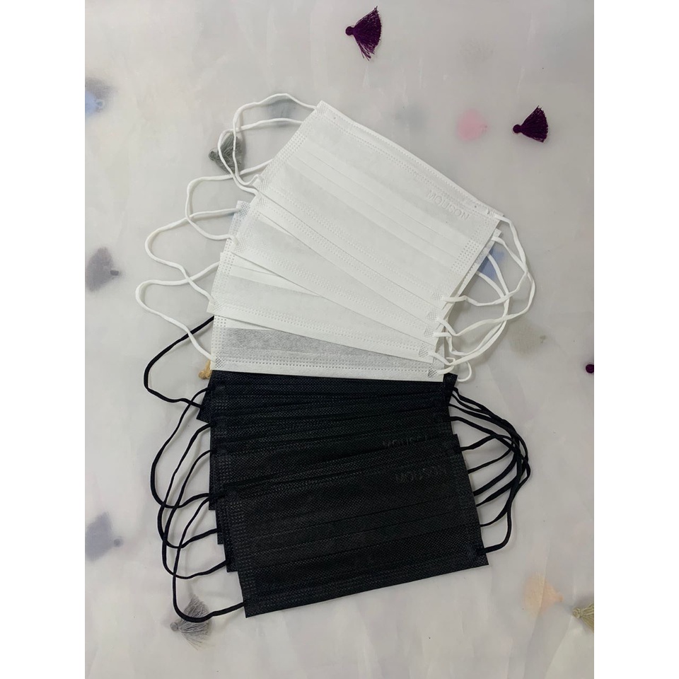 MASKER 3PLY ISI 10 WARNA HITAM PUTIH MIX WARNA BIRU