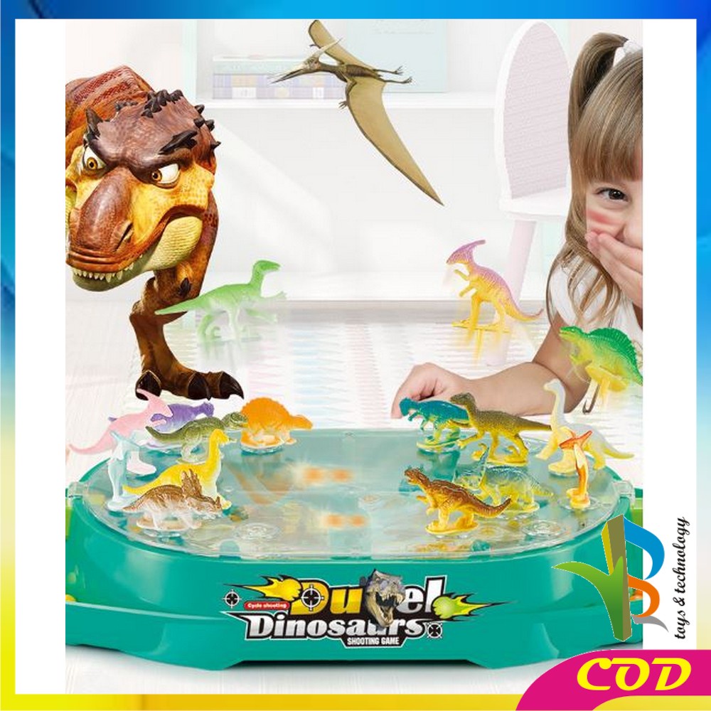 RB-M285 Mainan Dinosaurus Duel Games Tembak Bola Dinosaur Board Game Set Maenan Dino Battle Games Anak Laki Laki Perempuan