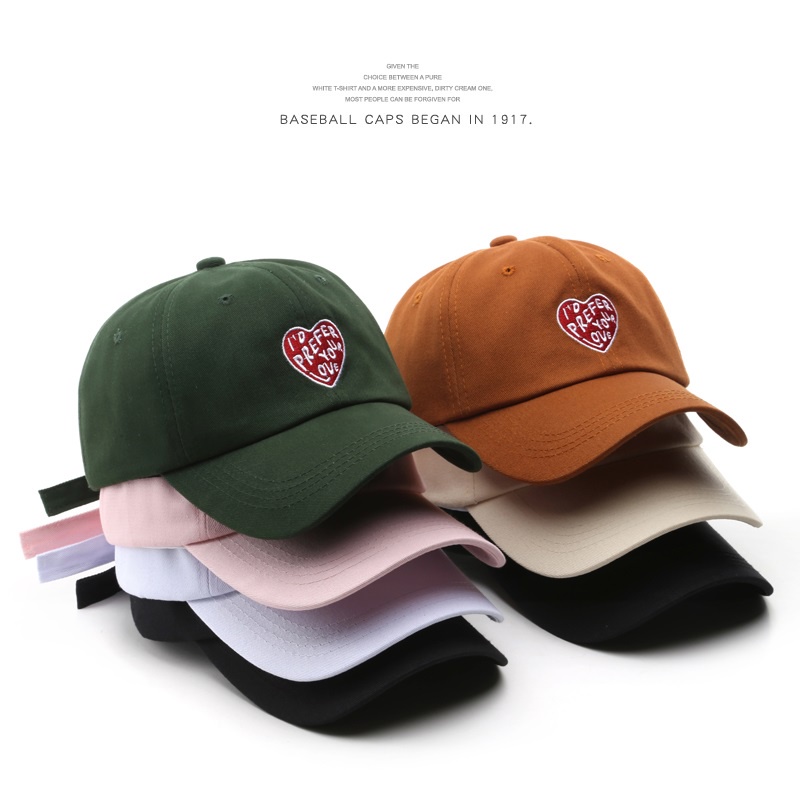 HATSAVENUE-263 Topi Baseball Pria/Wanita Pelindung Kepala Bordir Love Korean Fashion