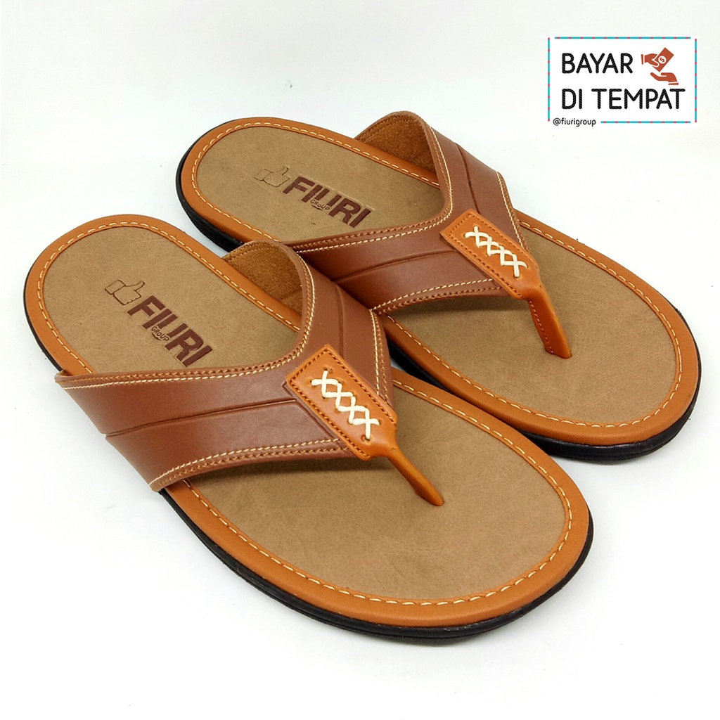 FIURI -  Sandal Jepit Japit - Sandal Casual Laki-Laki Dewasa - Sendal Formal Pria - Sandal Kerja Kantor Cowok Murah - Sendal Santai Slip On Jepit Selop Nikah Promo Diskon - Sandal Kulit Lebaran Hari Raya Idul Fitri - Fashion Pria