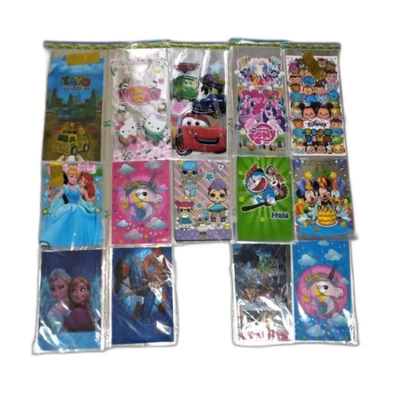 

plastik Snack ulang tahun ukuran 18x36 isi 10pcs