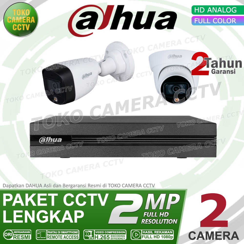 PAKET CCTV DAHUA 2MP FULL COLOR 4 CHANNEL 2 KAMERA