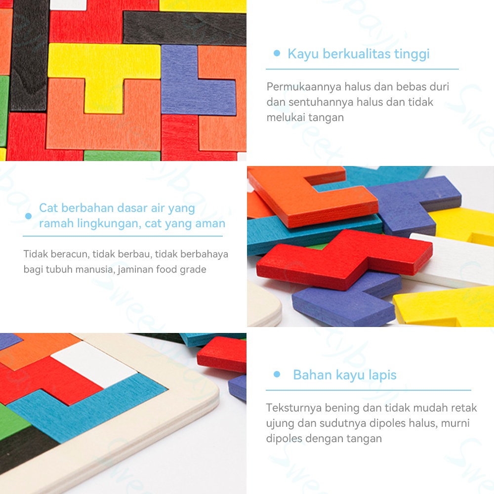 Sweetybayi Mainan puzzle tetris Russian tertis block toys Puzzle bentuk geometri 