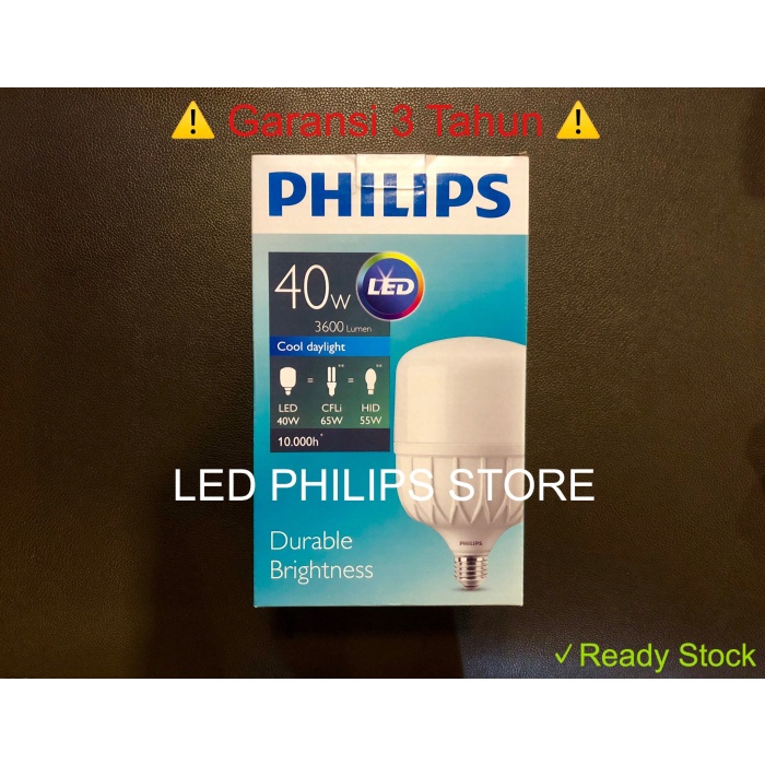 LAMPU BOHLAM LED PHILIPS 40 WATT 40W 40WATT 40 W (NYALA PUTIH)