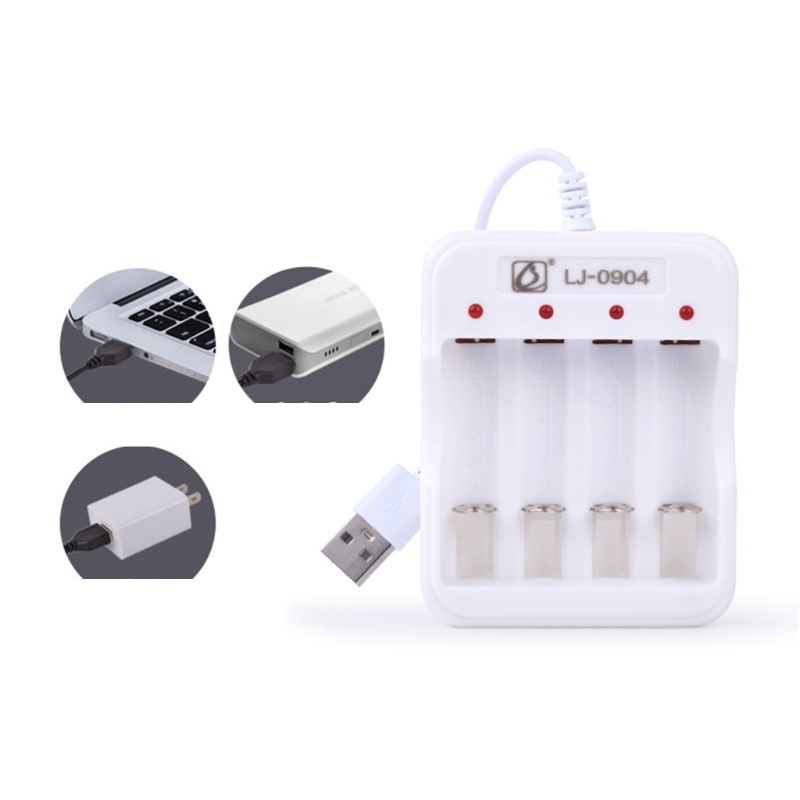 Zzz 1pc Hingga 4pcs Charger Baterai AA/AAA NiMH Rechargeable Dengan Perlindungan Aman