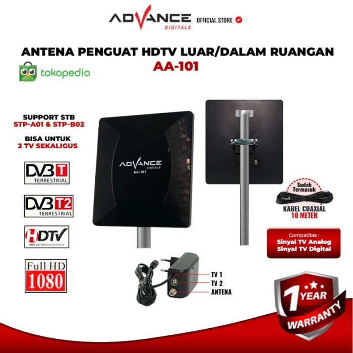 ADVANCE AA101 / AA-101 Antena TV Indoor Outdoor Digital Analog