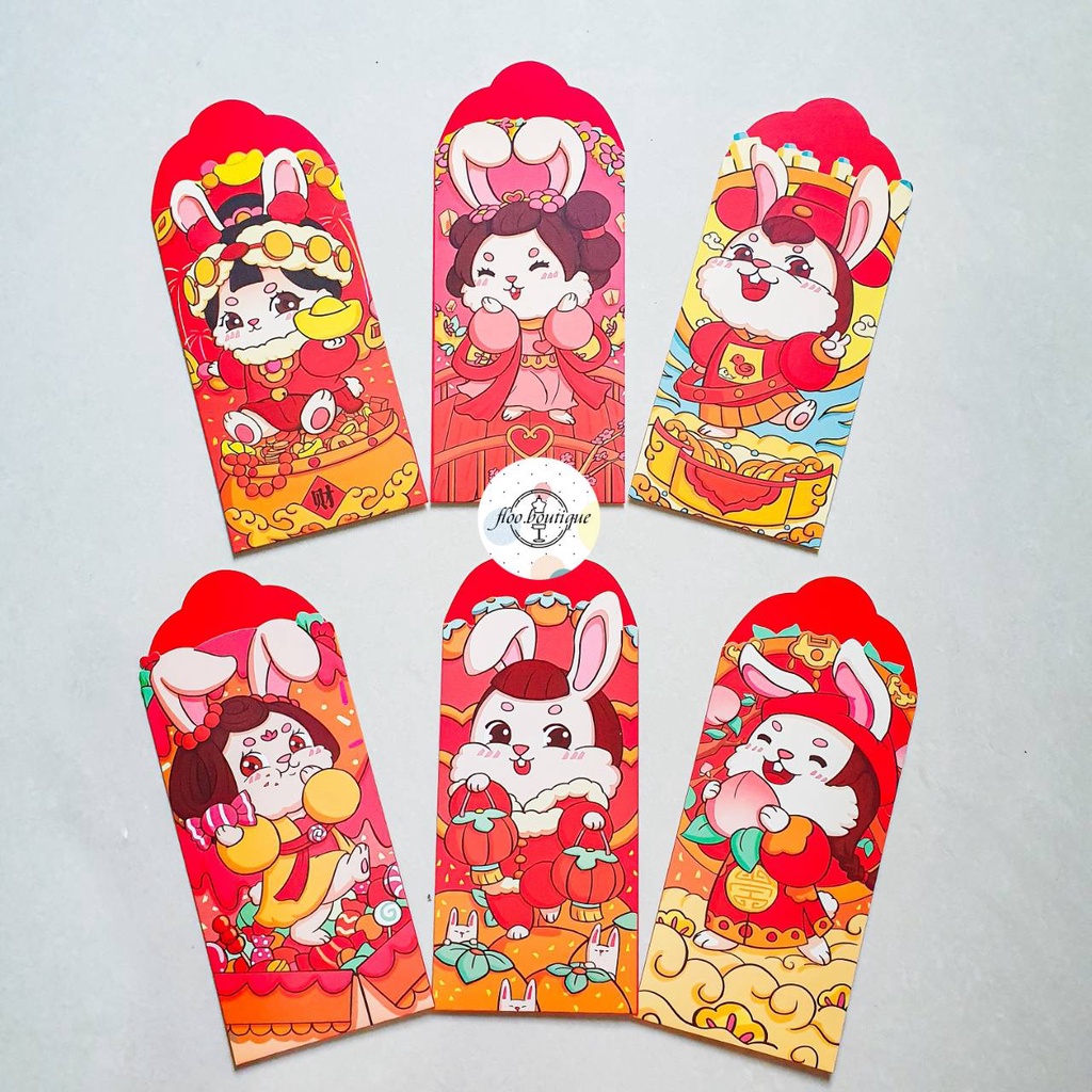 

ANGPAO IMLEK 2023 SHIO KELINCI - ANGPAO PANJANG KERTAS TEBAL - 1 PACK ISI 6PCS