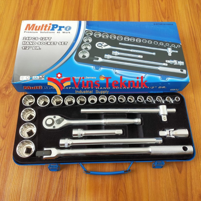 MULTIPRO socket set 24pcs 1/2 INCH kunci sok shock 8-32mm