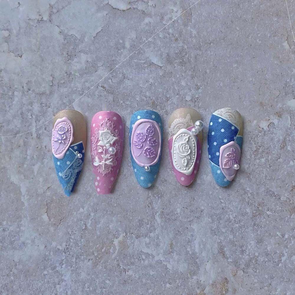 Mxbeauty Bunga Stiker Kuku Fashion Perekat Diri Rose Segel Bunga Daun Ukiran Rose Nail Art Dekorasi