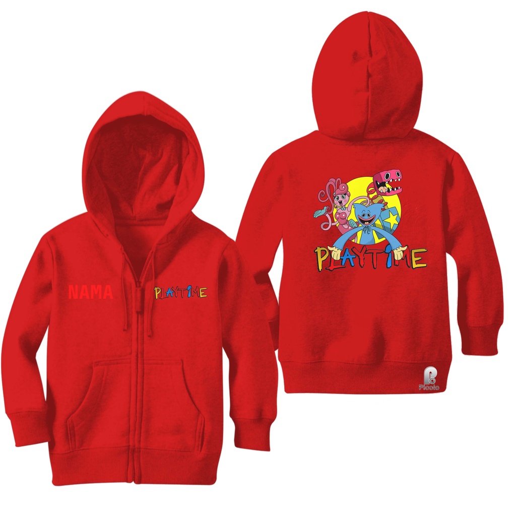 SWEATER HOODIE ZIPPER ANAK MOTIF BOXY BOO PLAYTIME UNISEX (FREE NAMA)