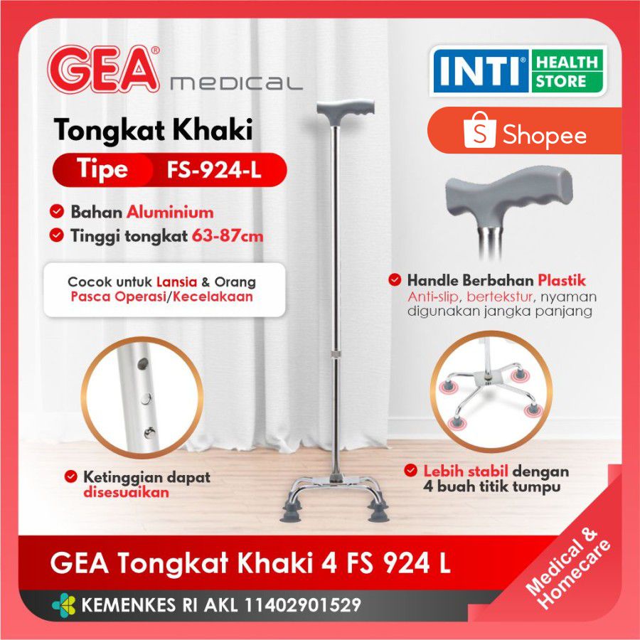 Gea | Tongkat Kaki 4 GEA FS 924L | Alat Bantu Jalan FS-924-L