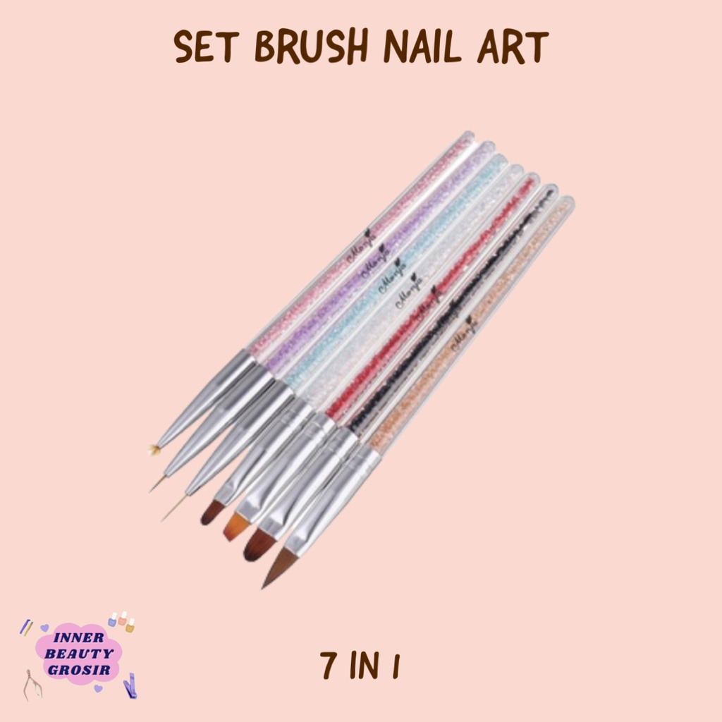 Set Brush Nail Art  7in1 / Set Brush Swarovski 7in1