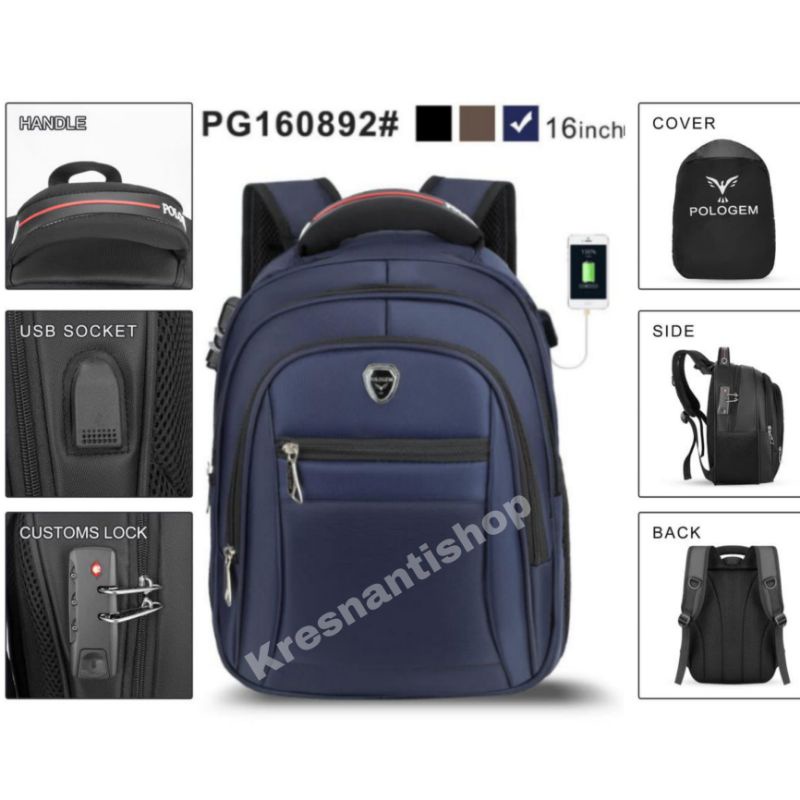 tas ransel laptop 16 inchi tas laptop pria polo gem ori import