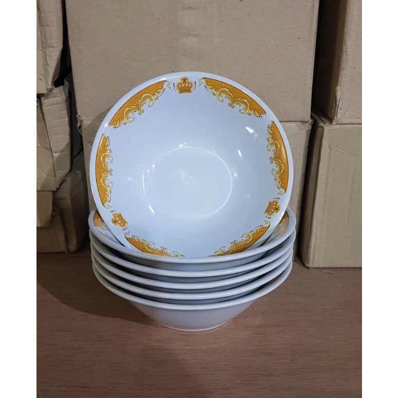 Mangkok Makan Keramik Sunbird Motif Mahkota Emas 7 inch HARGA SATUAN