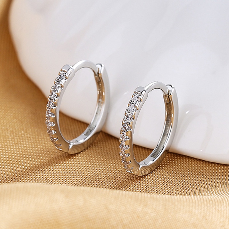 1pasang Anting Klip Kristal Korea Untuk Wanita Zirkon Earing Tanpa Lubang Perhiasan Anting Palsu Telinga Tunggal Tulang Klip Earings