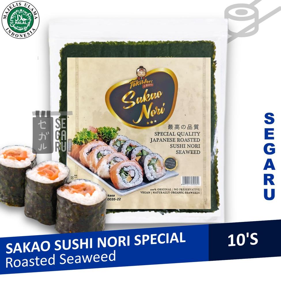 

[PRODUK LBW77] Sakao Nori Sushi Spesial 10 Sheet Sushi Roasted Rumput Laut Halal MUI WQF