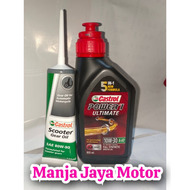 oli Castrol power 1 ULTIMATE matic 10W-30 full syntetic + oli gardan castrol 120ml for beat / vario 125 / genio / spacy / scoppy / mio / mio m3 dll