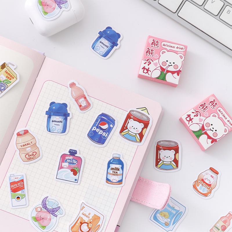 

Sticker Box Dekorasi Motif Minuman dan Snack Kartun Lucu