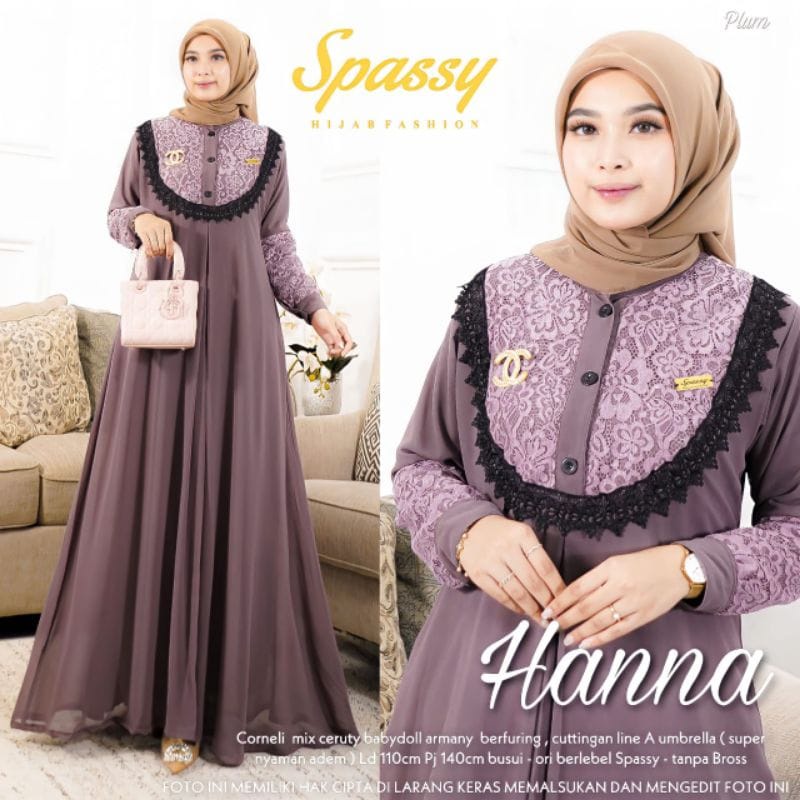 Busana Muslim Wanita Terbaru Hanna Dress Brukat Busui Friendly Outfit Kondangan Baju Wanita Jumbo Gamis Pesta Mewah Elegan