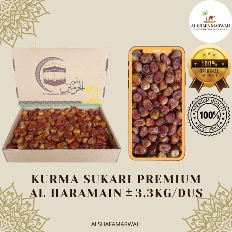 

Kurma Sukari Premium Al Haramain +- 3,3Kg/Dus