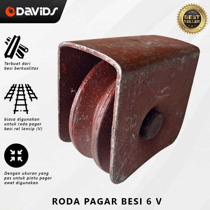 Roda Pagar Besi Rumah Pintu Gerbang Baja Dorong Sleding 6cm V