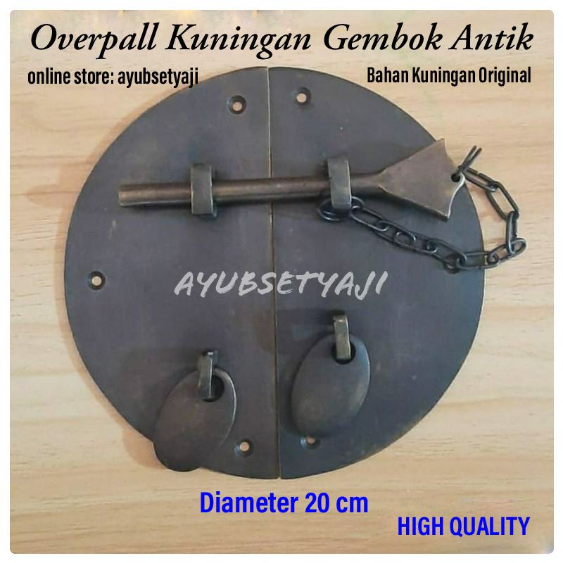 Gembok Pintu Overpal Kuningan antik D 20cm Bundar Gembok 05 overpal grendel pintu besar 20 cm slot s