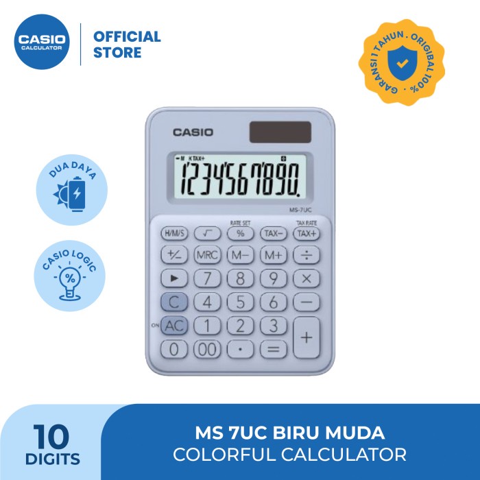 

FREE ONGKIR CASIO Colorful Calculator MS-7UC- Light Blue