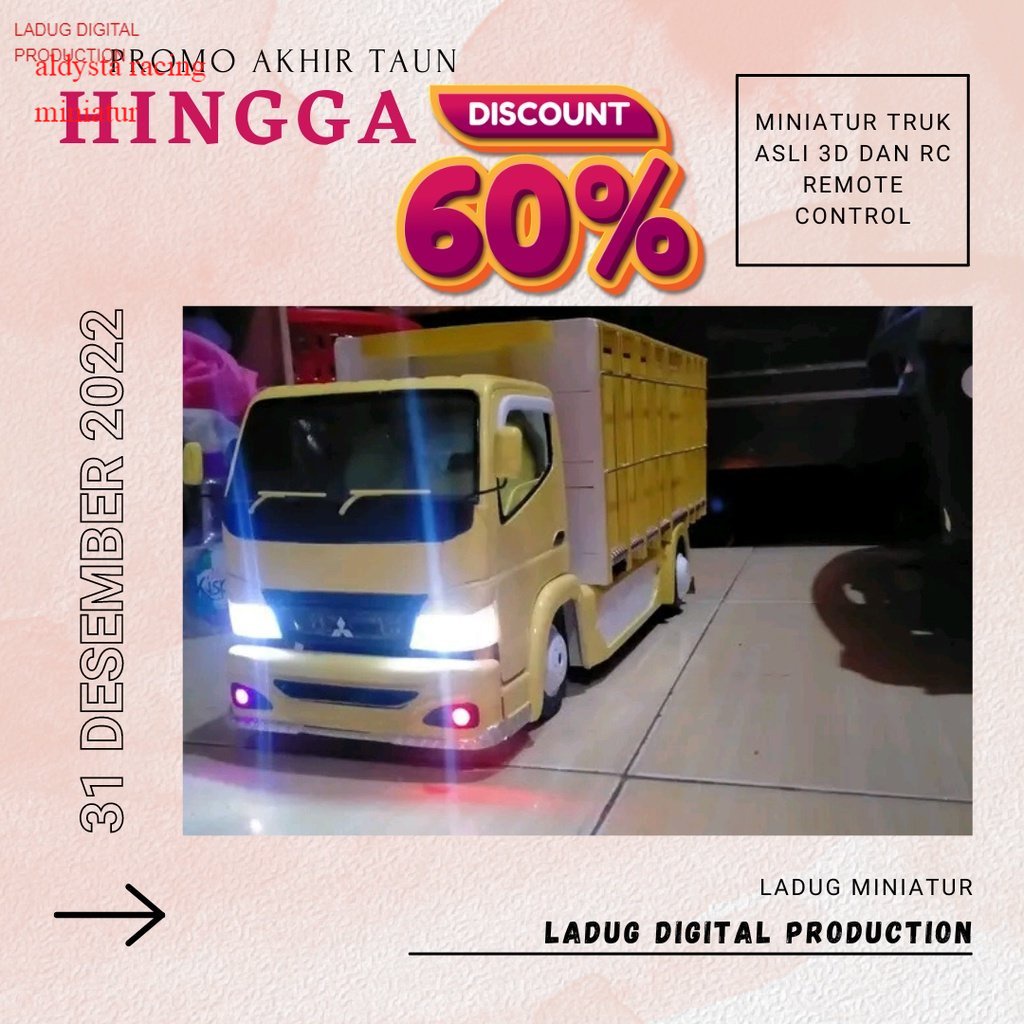 Miniatur truck hd full variasi canter kuning( bisa request warna dan stiker)
