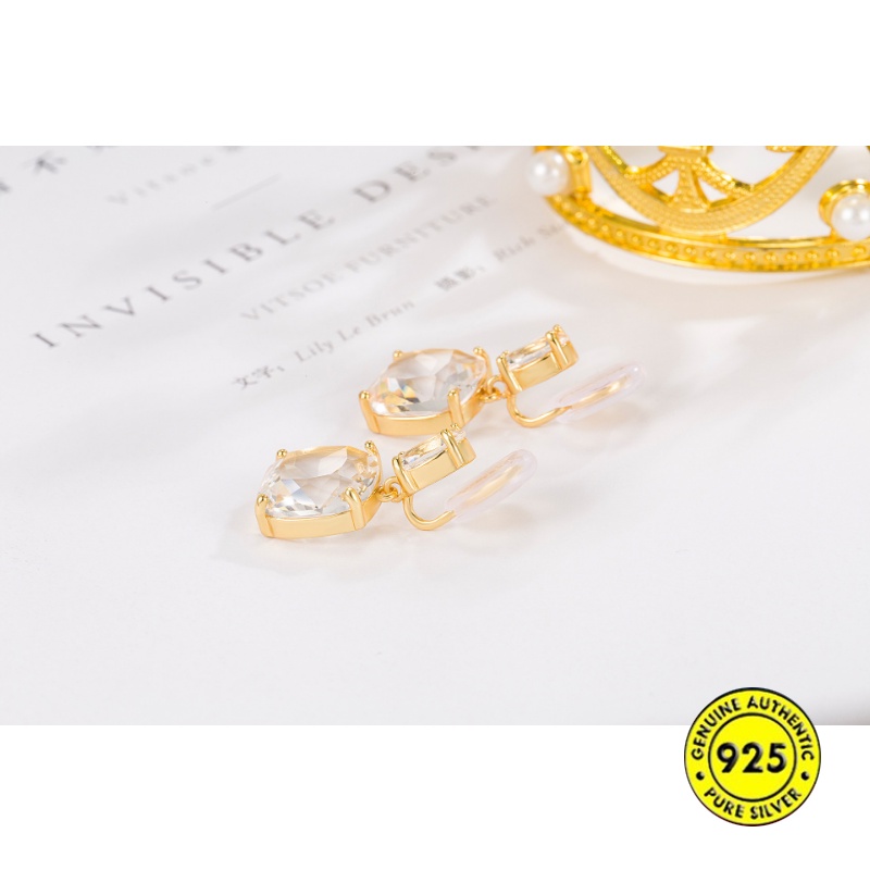 Klip Telinga Coil Nyamuk Berlian Putih Transparan Anting Wanita Tanpa Sakit Dan Tanpa Tindik U1441
