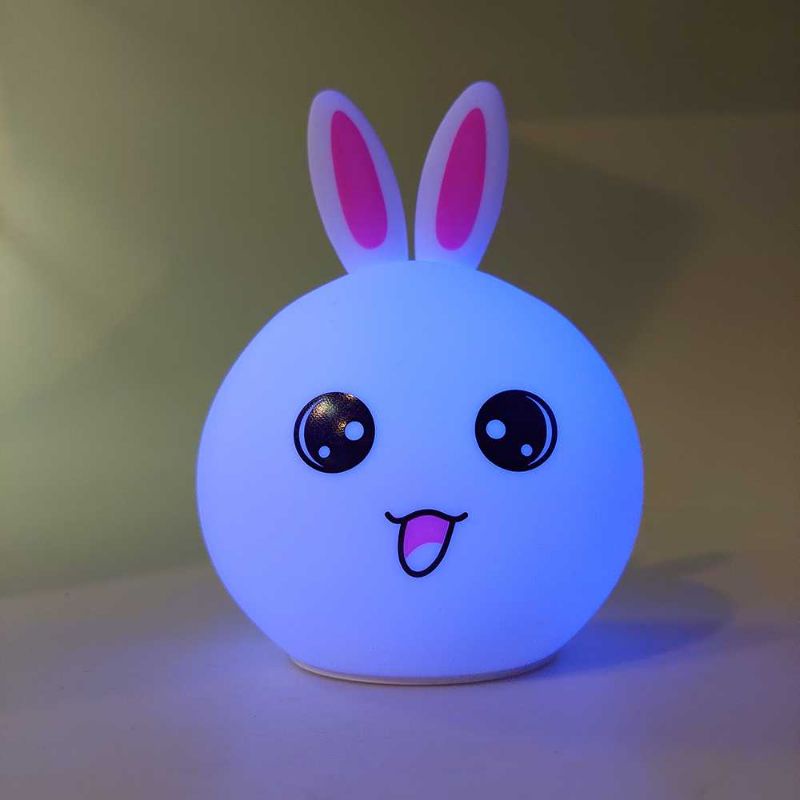 Lampu Tidur Anak LED RGB Light Rechargeable Model Kelinci - 218 Hadiah Kado present Ultah Anak teman saudara