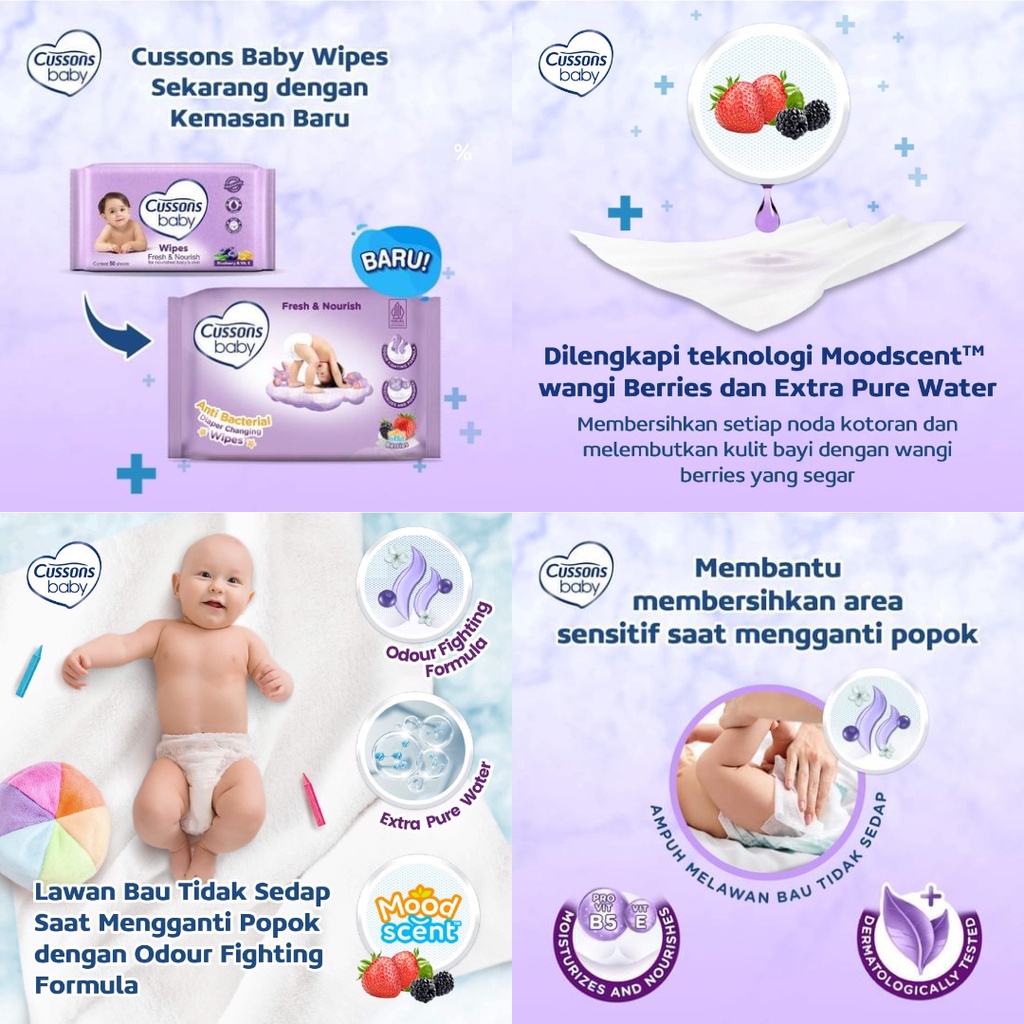 Cussons Baby Wipes All Variant - Tisu Basah Bayi - Ganti Popok 45's X2 (Buy 1 Get 1)