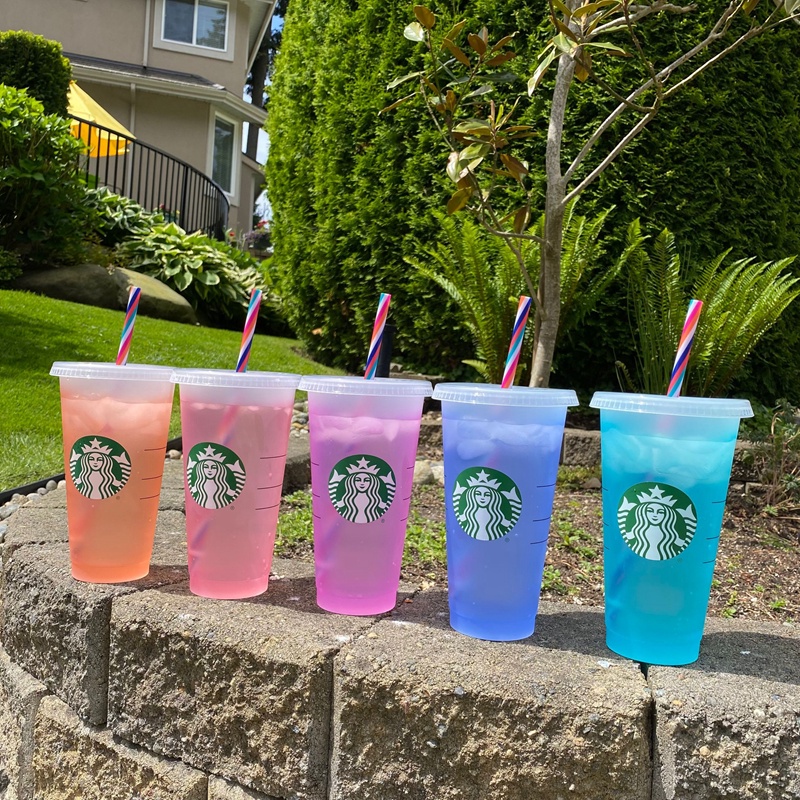 5PCS Tumbler Starbucks Reusable Cup Color Changing - Reusable Cup Berubah Warna