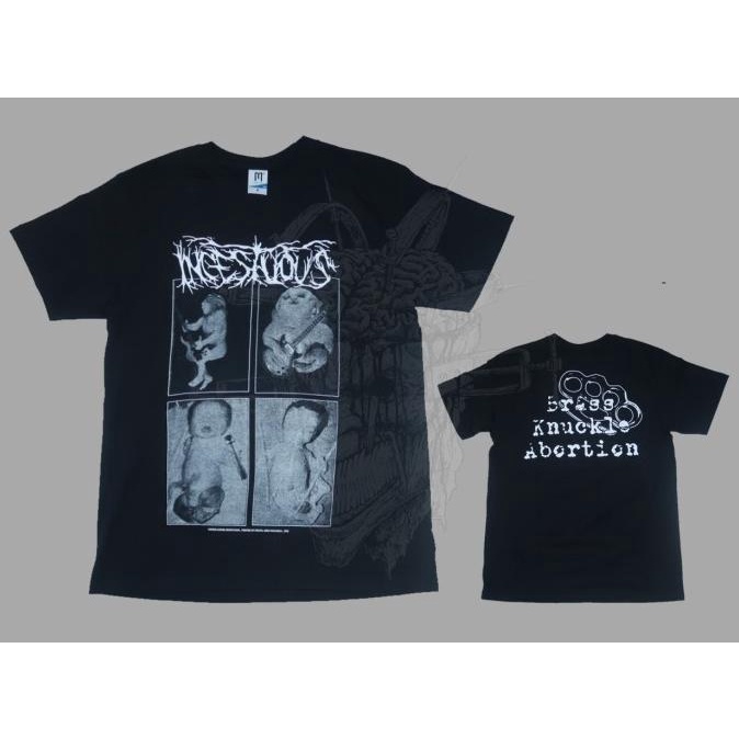 KAOS PRIA - T-SHIRT - INCESTUOUS - BRASS KNUCKLE ABORTION _BELA DIRI