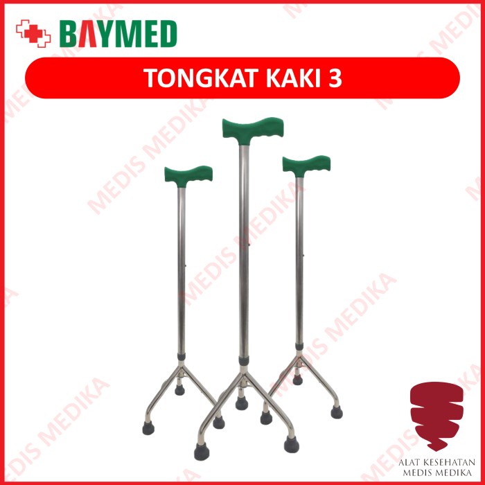 Tongkat Kaki 3 Tripod Alat Bantu Jalan Tiga Orang Tua Lansia Manula Walking Stick