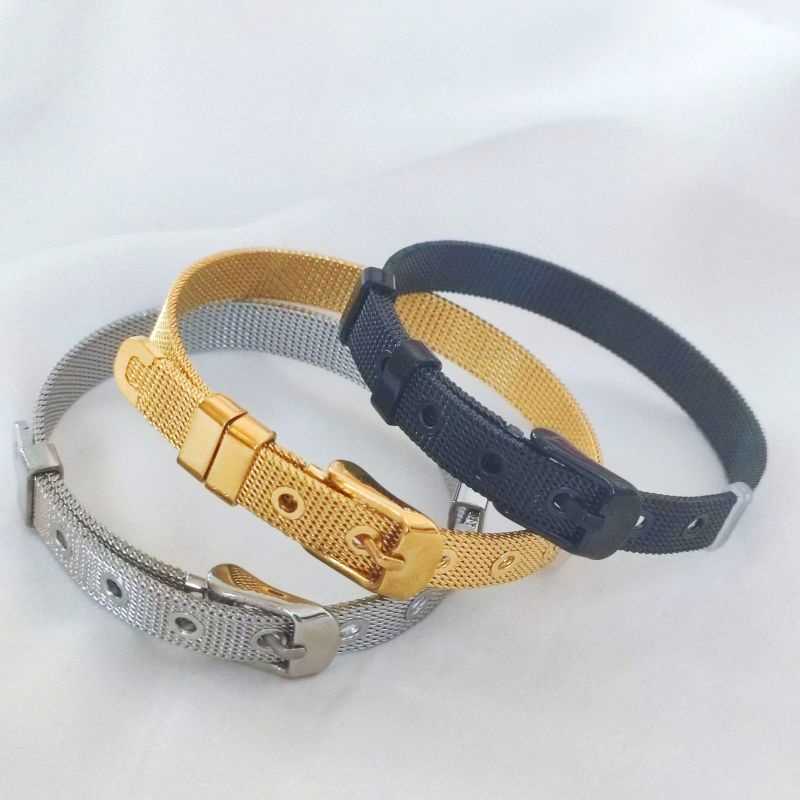 Gelang sabuk Titanium wanita gold,silver,hitam