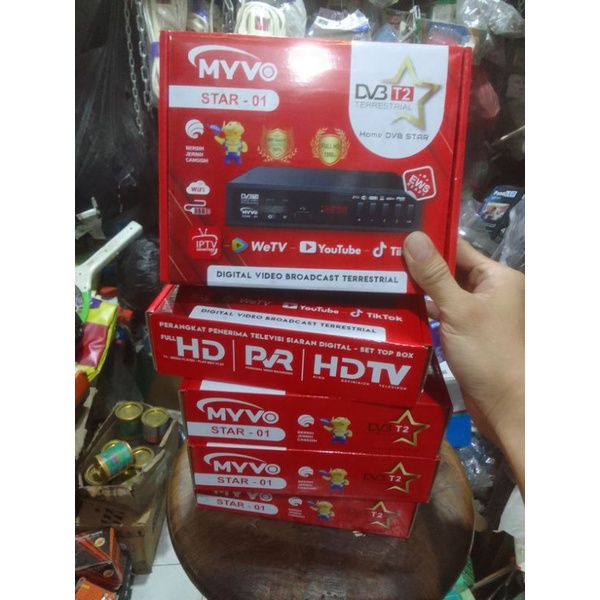 Set Top Box tuk tv Tabung dan tv LED 'MYVO STAR-01" DVB T2