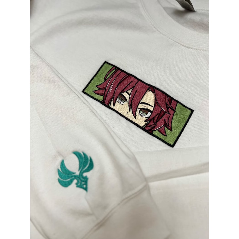 Crewneck Shikanoin Heizou Eyes Embroidery Anime Gaming Genshin Impact Premium Unisex