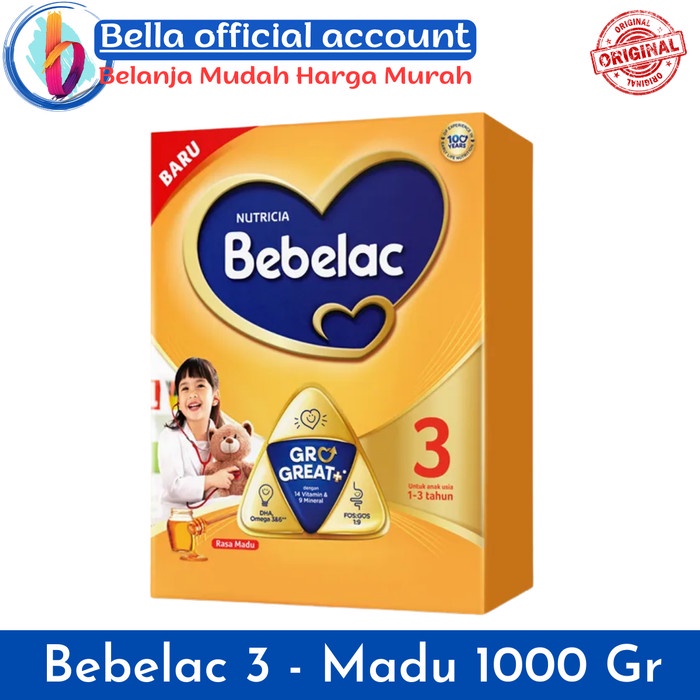 Bebelac 3 Madu - Vanilla Susu Pertumbuhan Bubuk 1000 Gr / 1 Kg - Madu