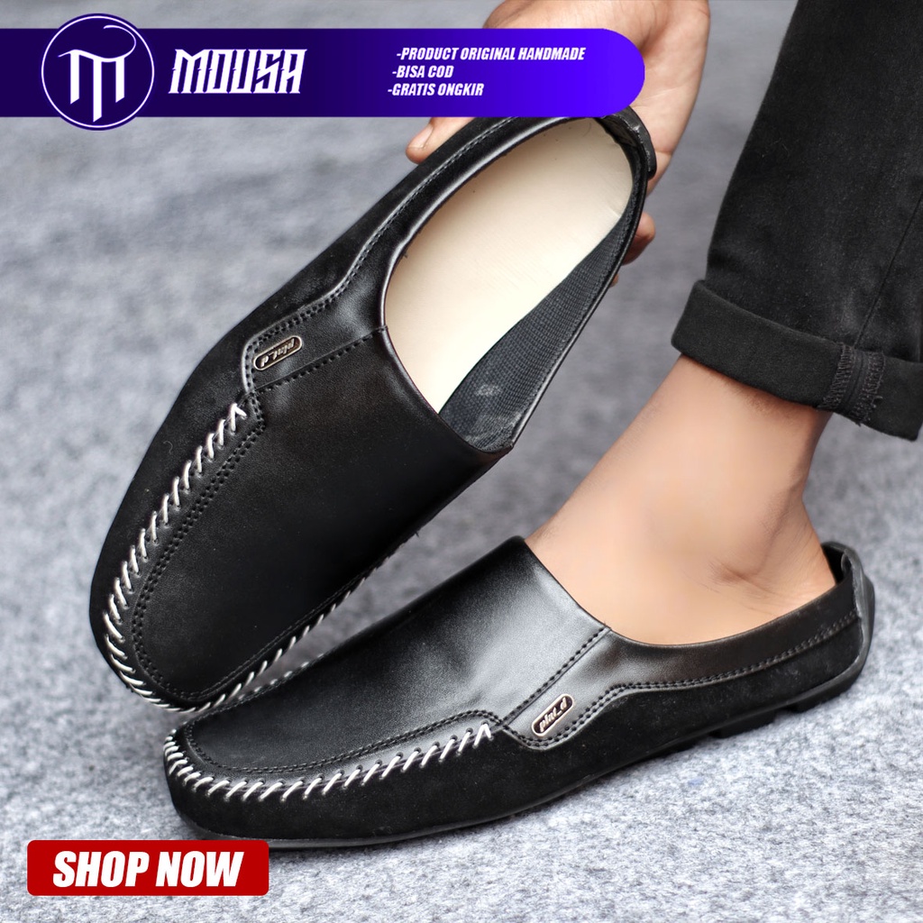 Sepatu Sandal Slop Casual Bustong Pria Kulit Pu Mousa Lucas