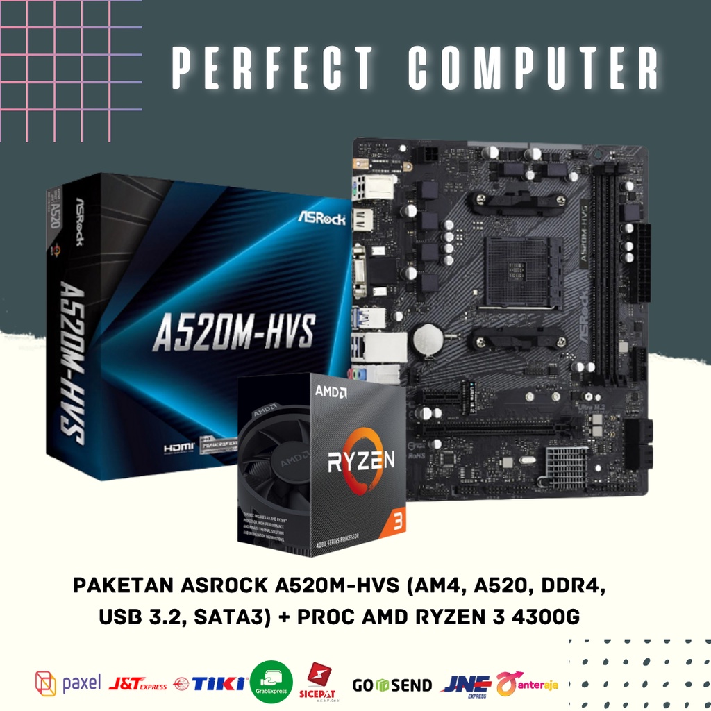 Jual PAKETAN AMD MB ASROCK A520M HDV/HVS + PROC RYZEN 3 4300G | Shopee ...