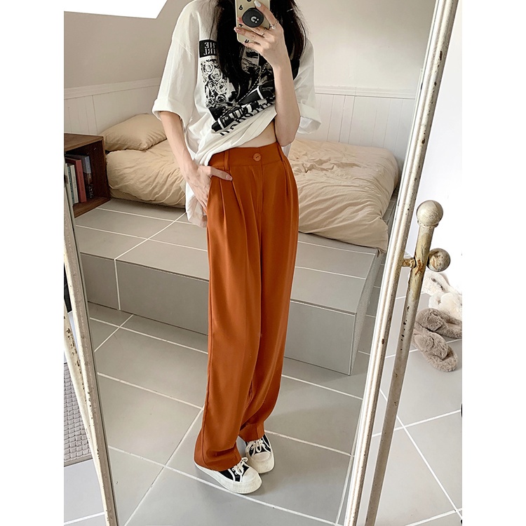 Korean Style celana kulot wanita highwaist straight retro import casual celana pants